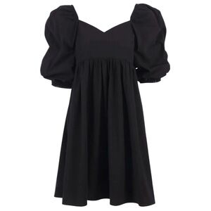 Post Puff Sleeve Babydoll Dress Small Black Sweetheart Twee Regency Bridgerton